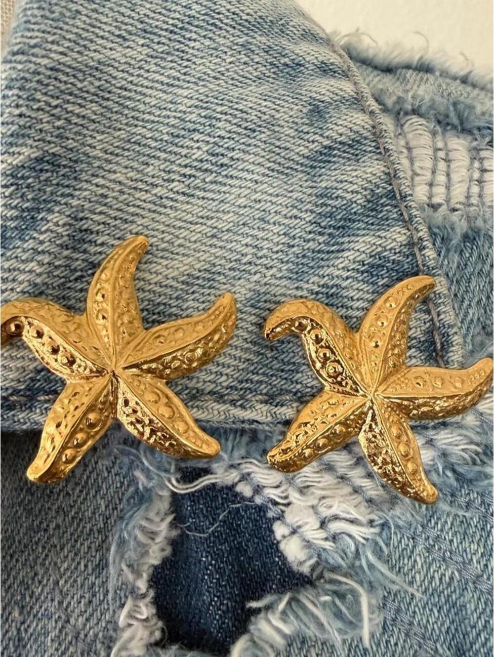 Vintage Gold Tone Starfish Earrings